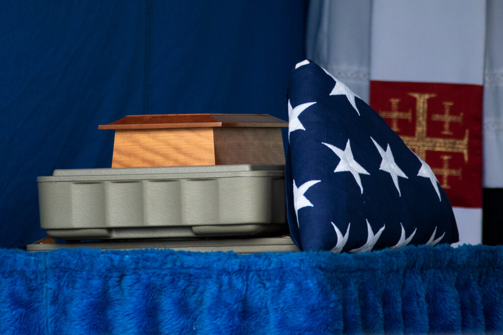 Urn and flag