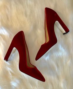  Red velvet pumps from Runway Luxury Boutique