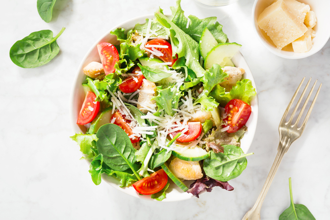 Green Salad with cheese and tomatoes