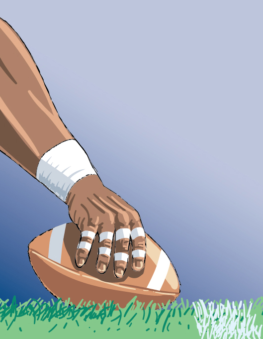Football player snapping ball